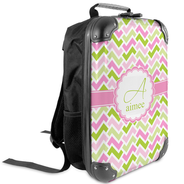 Custom Pink & Green Geometric Kids Hard Shell Backpack (Personalized)