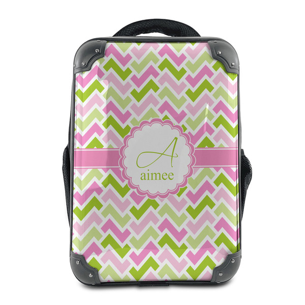 Custom Pink & Green Geometric 15" Hard Shell Backpack (Personalized)