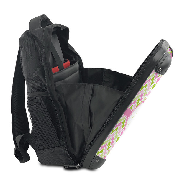 Pink & Green Geometric 15" Backpack - SIDE OPEN