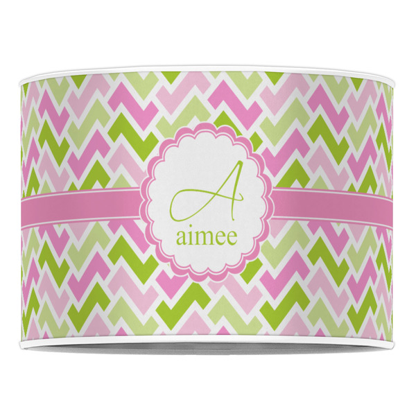 Pink & Green Geometric 16" Drum Lampshade - FRONT (Poly Film)