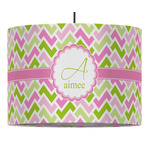 Pink & Green Geometric 16" Drum Pendant Lamp - Fabric (Personalized)