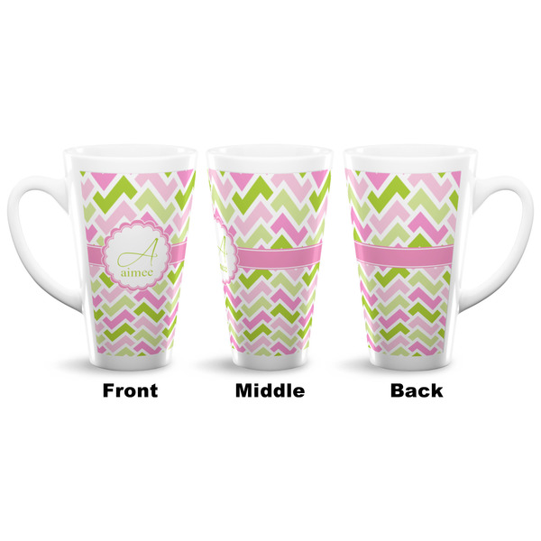 Pink & Green Geometric 16 Oz Latte Mug - Approval