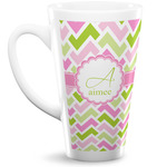 Pink & Green Geometric 16 Oz Latte Mug (Personalized)