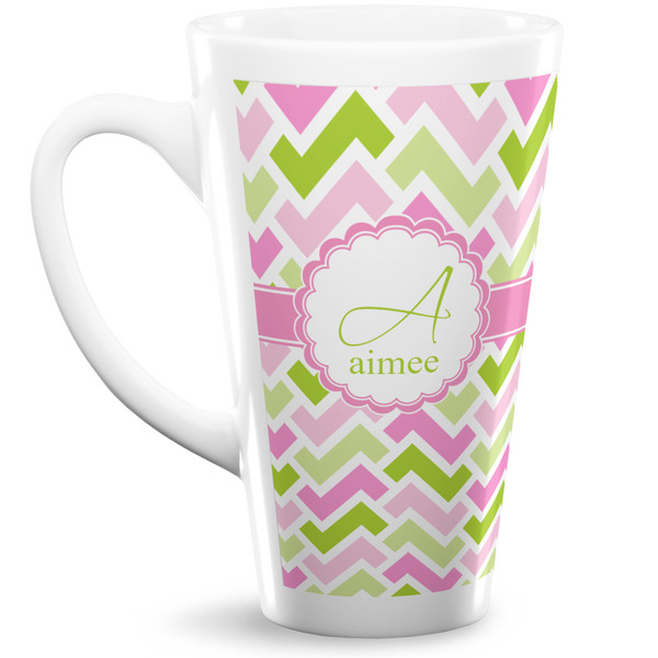Custom Pink & Green Geometric 16 Oz Latte Mug (Personalized)
