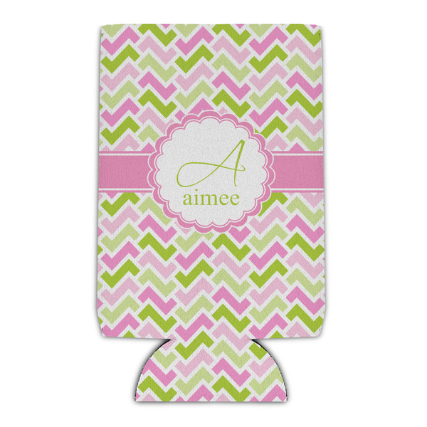 Custom Pink & Green Geometric Can Cooler (16 oz) (Personalized)