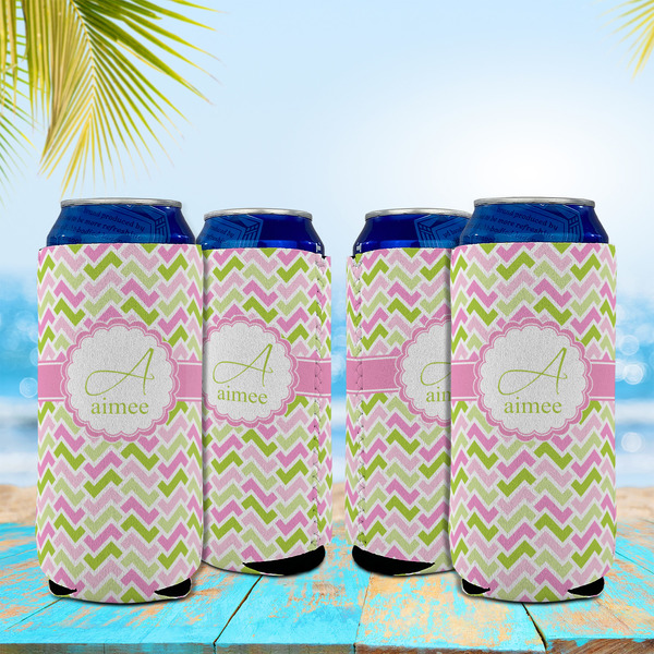 Pink & Green Geometric 16oz Can Sleeve - Set of 4 - LIFESTYLE