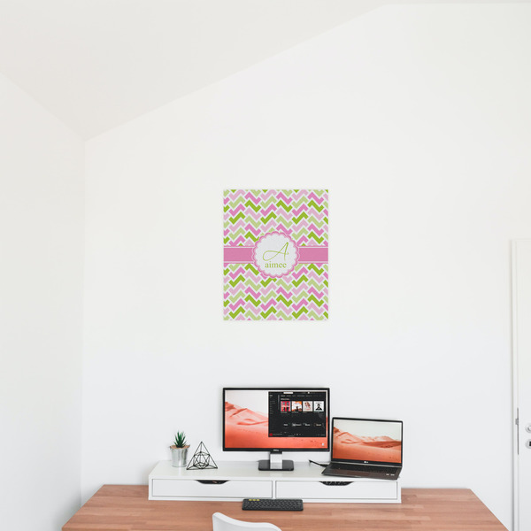 Pink & Green Geometric 16x20 - Matte Poster - On the Wall