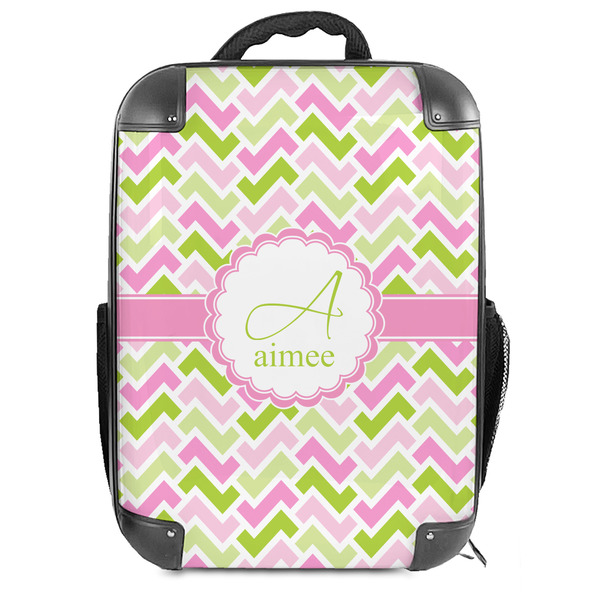 Custom Pink & Green Geometric 18" Hard Shell Backpack (Personalized)