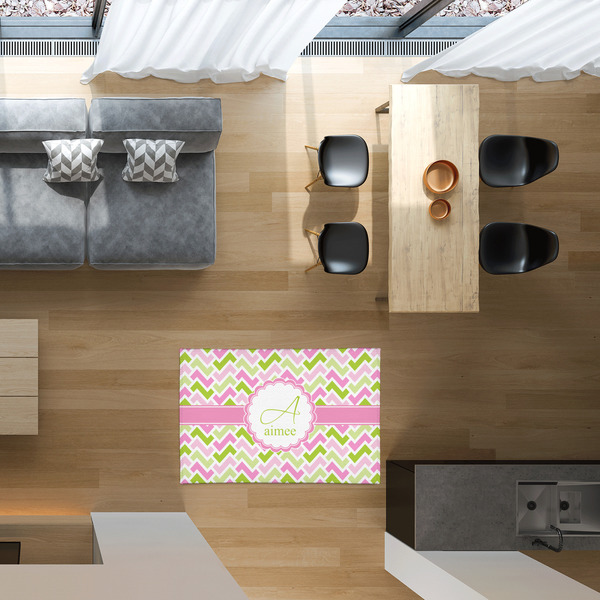 Pink & Green Geometric 2'x3' Indoor Area Rugs - IN CONTEXT