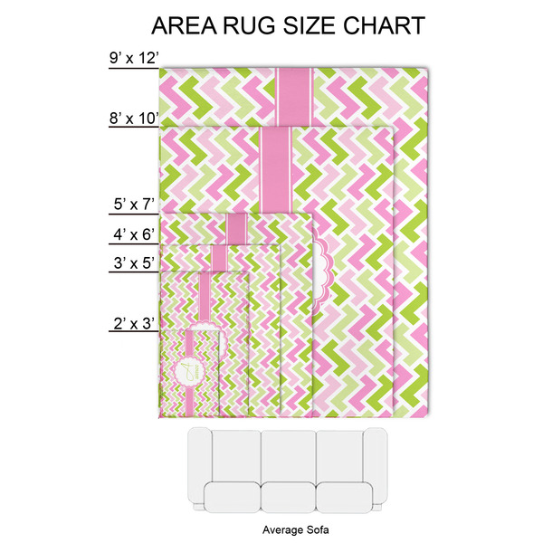 Pink & Green Geometric 2'x3' Indoor Area Rugs - Size Chart