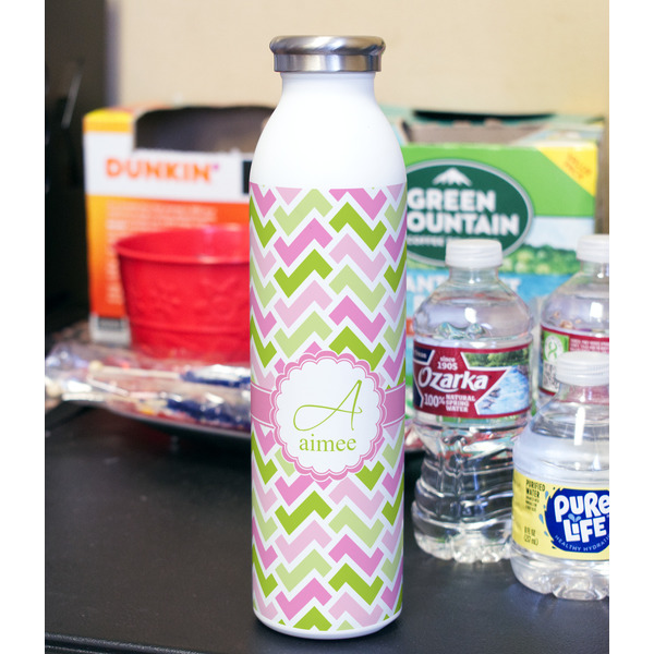 Pink & Green Geometric 20oz Water Bottles - Full Print - In Context