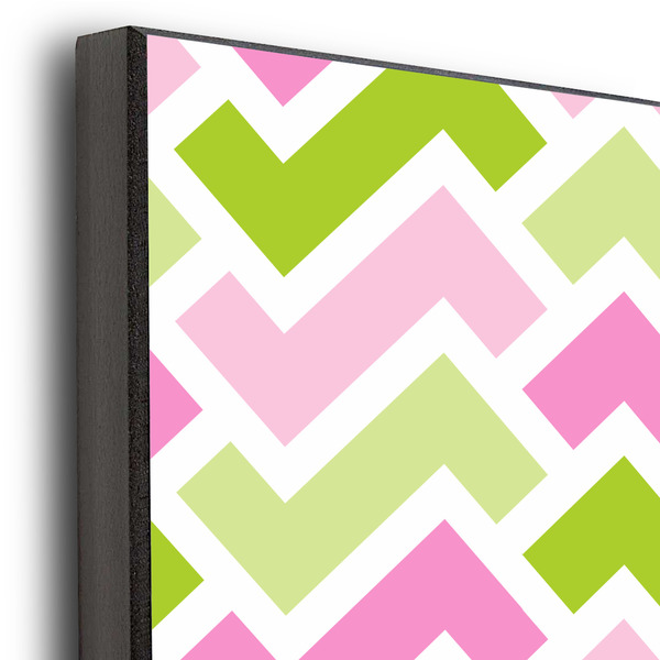 Pink & Green Geometric 20x30 Wood Print - Closeup