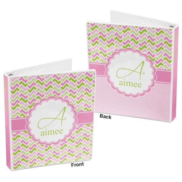 Pink & Green Geometric 3-Ring Binder Front and Back