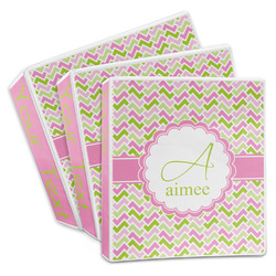 Pink & Green Geometric 3-Ring Binder (Personalized)