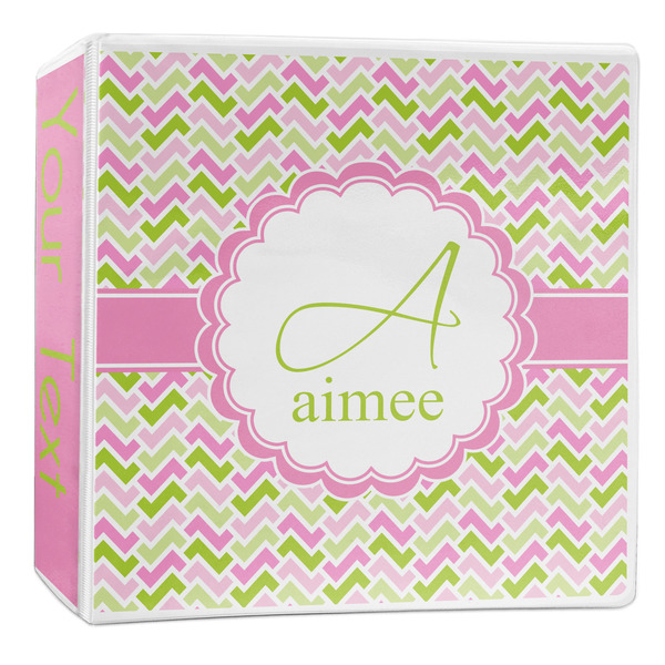 Custom Pink & Green Geometric 3-Ring Binder - 2 inch (Personalized)