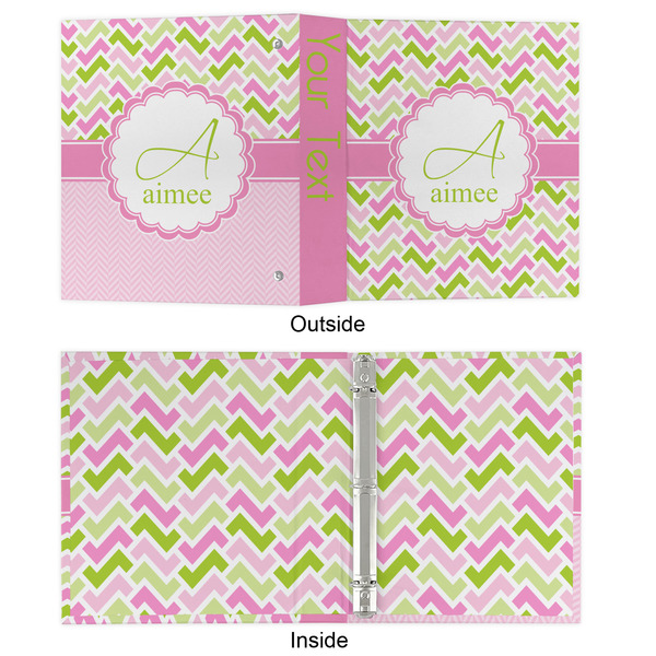 Pink & Green Geometric 3 Ring Binders - Full Wrap - 1" - APPROVAL