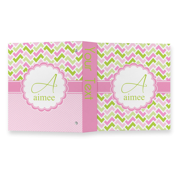 Pink & Green Geometric 3 Ring Binders - Full Wrap - 1" - OPEN OUTSIDE