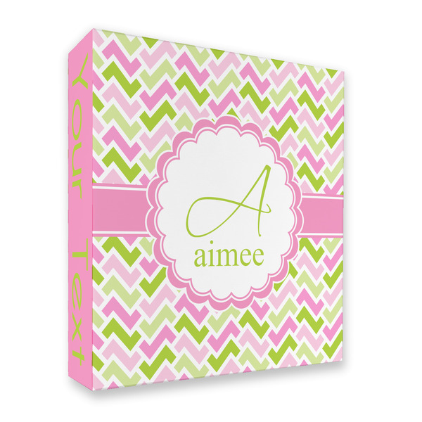Pink & Green Geometric 3 Ring Binders - Full Wrap - 2" - FRONT