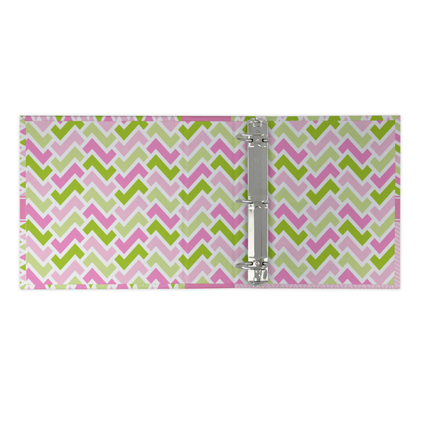 Pink & Green Geometric 3 Ring Binders - Full Wrap - 2" - OPEN INSIDE