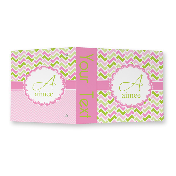 Pink & Green Geometric 3 Ring Binders - Full Wrap - 2" - OPEN OUTSIDE