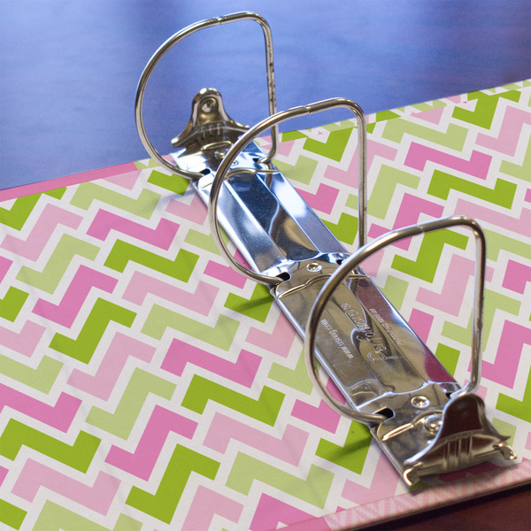 Pink & Green Geometric 3 Ring Binders - Full Wrap - 3" - DETAIL