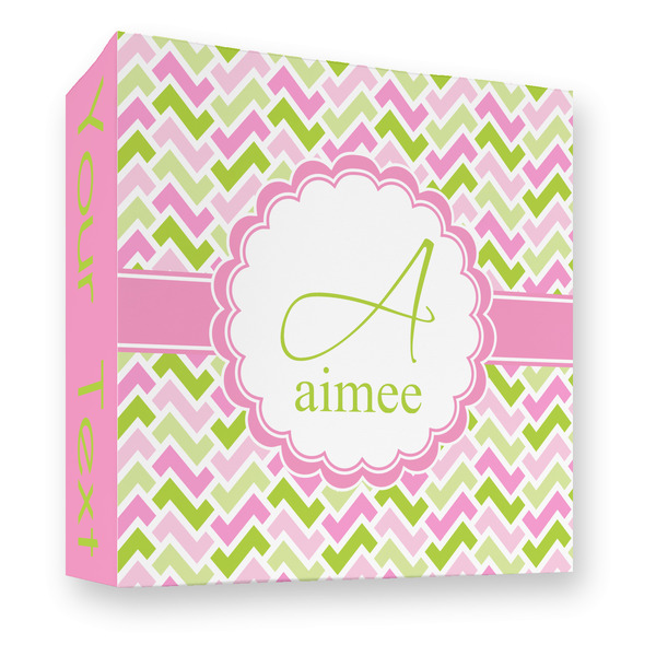 Pink & Green Geometric 3 Ring Binders - Full Wrap - 3" - FRONT