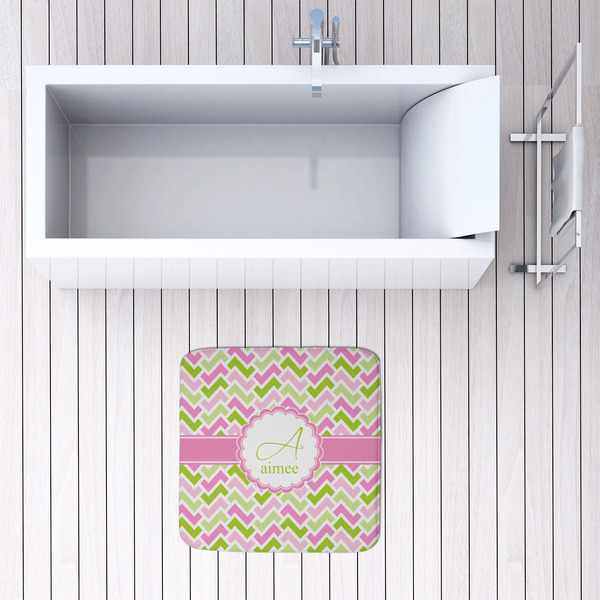 Pink & Green Geometric 48x48 Foam Memory Mat - LIFESTYLE