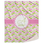 Pink & Green Geometric Sherpa Throw Blanket - 60"x80" (Personalized)