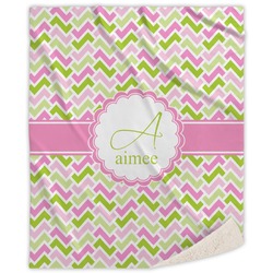 Pink & Green Geometric Sherpa Throw Blanket - 50"x60" (Personalized)