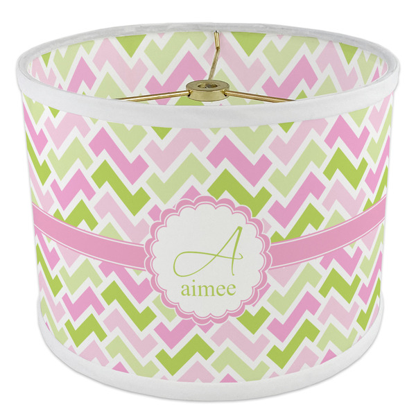 Pink & Green Geometric 8" Drum Lampshade - ANGLE Poly-Film