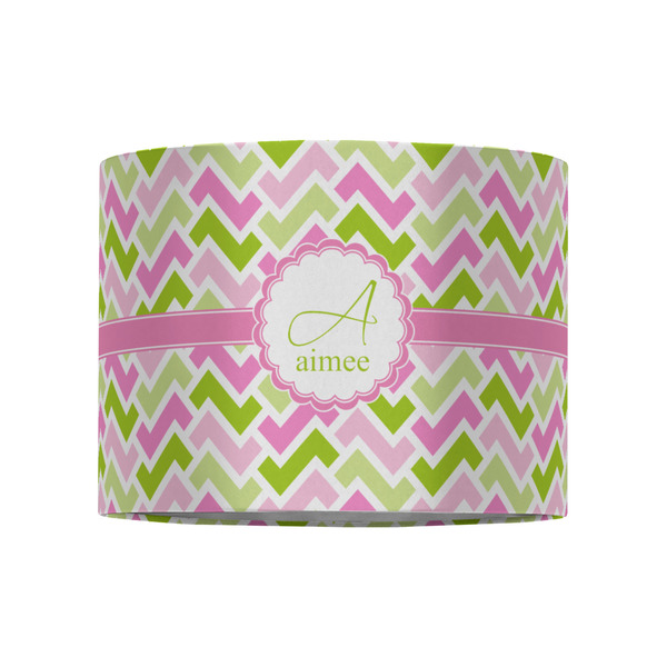 Pink & Green Geometric 8" Drum Lampshade - FRONT (Fabric)
