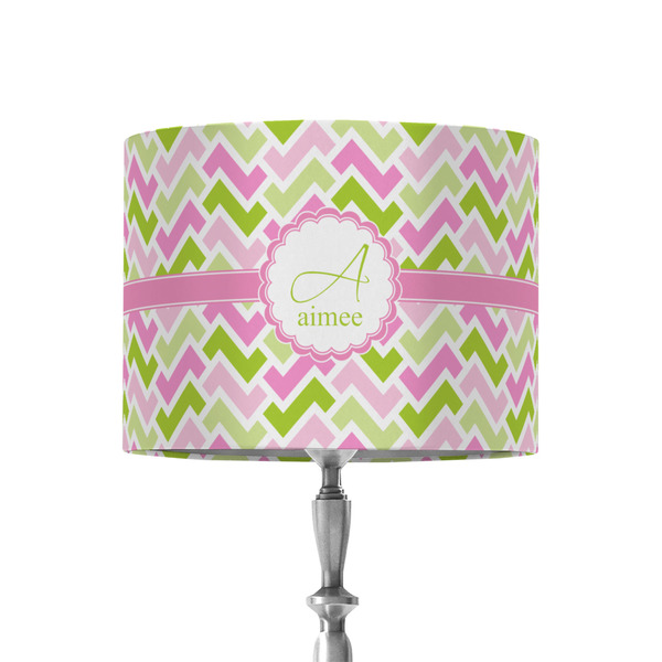 Custom Pink & Green Geometric 8" Drum Lamp Shade - Fabric (Personalized)