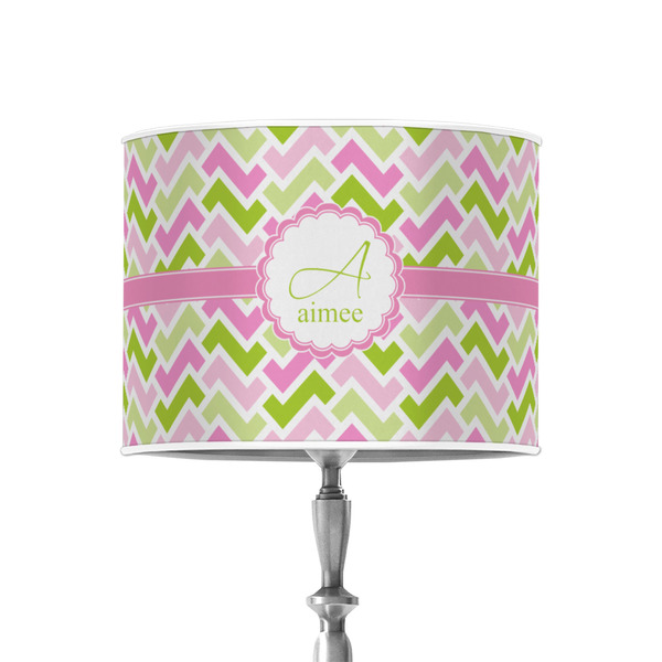 Custom Pink & Green Geometric 8" Drum Lamp Shade - Poly-film (Personalized)