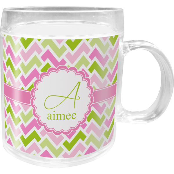 Custom Pink & Green Geometric Acrylic Kids Mug (Personalized)