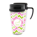 Pink & Green Geometric Acrylic Travel Mug (Personalized)