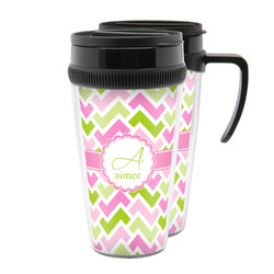 Pink & Green Geometric Acrylic Travel Mug (Personalized)