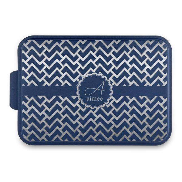Custom Pink & Green Geometric Aluminum Baking Pan with Navy Lid (Personalized)