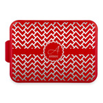 Pink & Green Geometric Aluminum Baking Pan with Red Lid (Personalized)