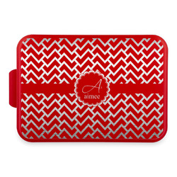 Pink & Green Geometric Aluminum Baking Pan with Red Lid (Personalized)