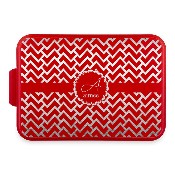 Custom Pink & Green Geometric Aluminum Baking Pan with Red Lid (Personalized)
