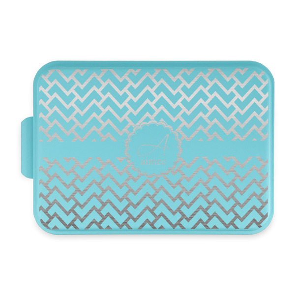 Custom Pink & Green Geometric Aluminum Baking Pan with Teal Lid (Personalized)