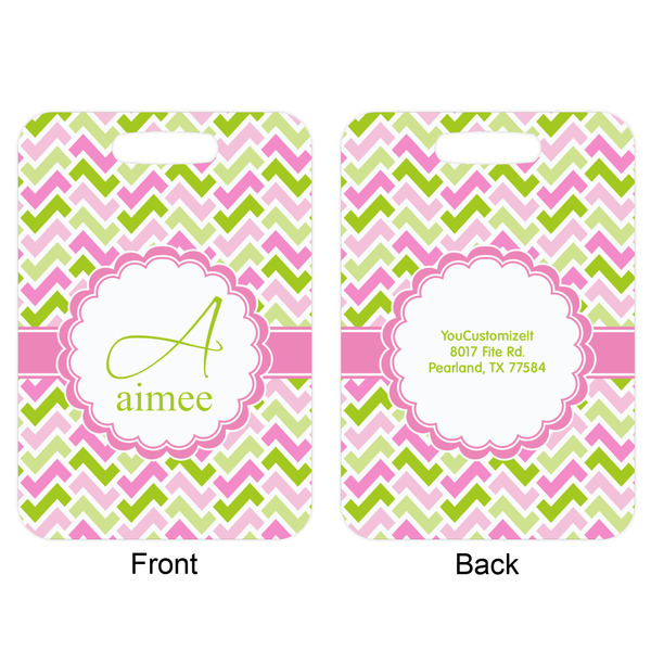 Pink & Green Geometric Aluminum Luggage Tag (Front + Back)