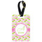 Pink & Green Geometric Metal Luggage Tag w/ Name and Initial