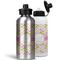 Pink & Green Geometric Aluminum Water Bottles - MAIN (white &silver)