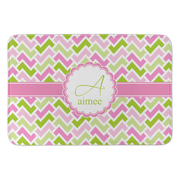Custom Pink & Green Geometric Anti-Fatigue Kitchen Mat (Personalized)