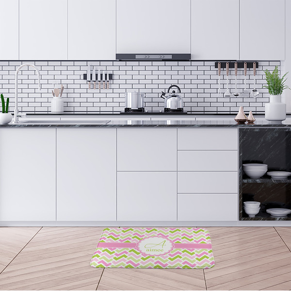 Pink & Green Geometric Anti-Fatigue Kitchen Mats - LIFESTYLE