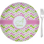 Pink & Green Geometric Glass Appetizer / Dessert Plate 8" (Personalized)