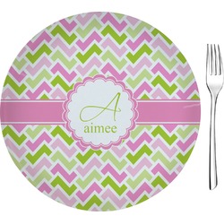 Pink & Green Geometric 8" Glass Appetizer / Dessert Plates - Single or Set (Personalized)