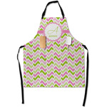 Pink & Green Geometric Apron With Pockets w/ Name and Initial