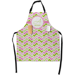 Pink & Green Geometric Apron With Pockets w/ Name and Initial